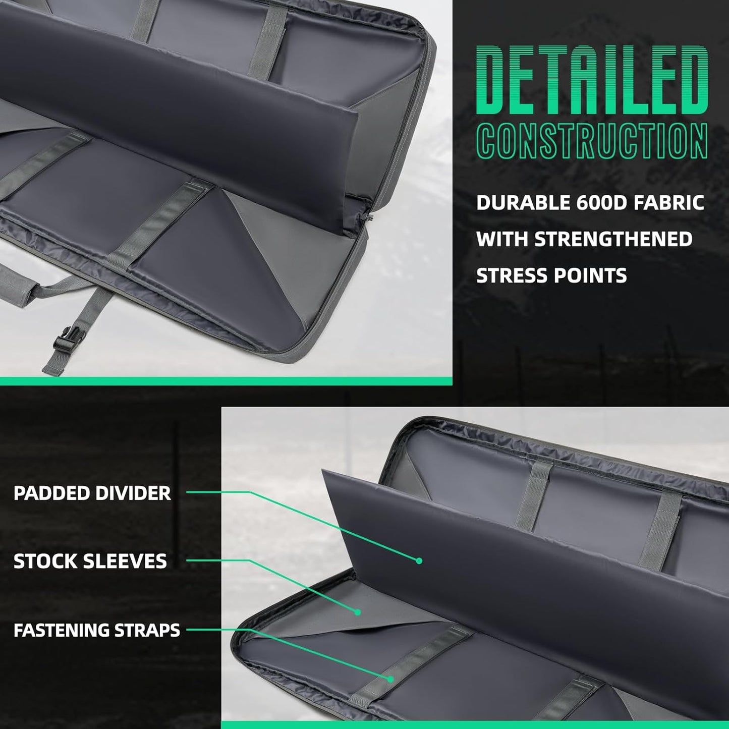 Vardine 32/36/42/48/52 inch Double Rifle Case Soft Bag Gun Case, Perfect for Rifle Pistol Firearm Storage and Transportation, All Around Shooting Range Tactical Rifle Backpack, Indoor Outdoor
