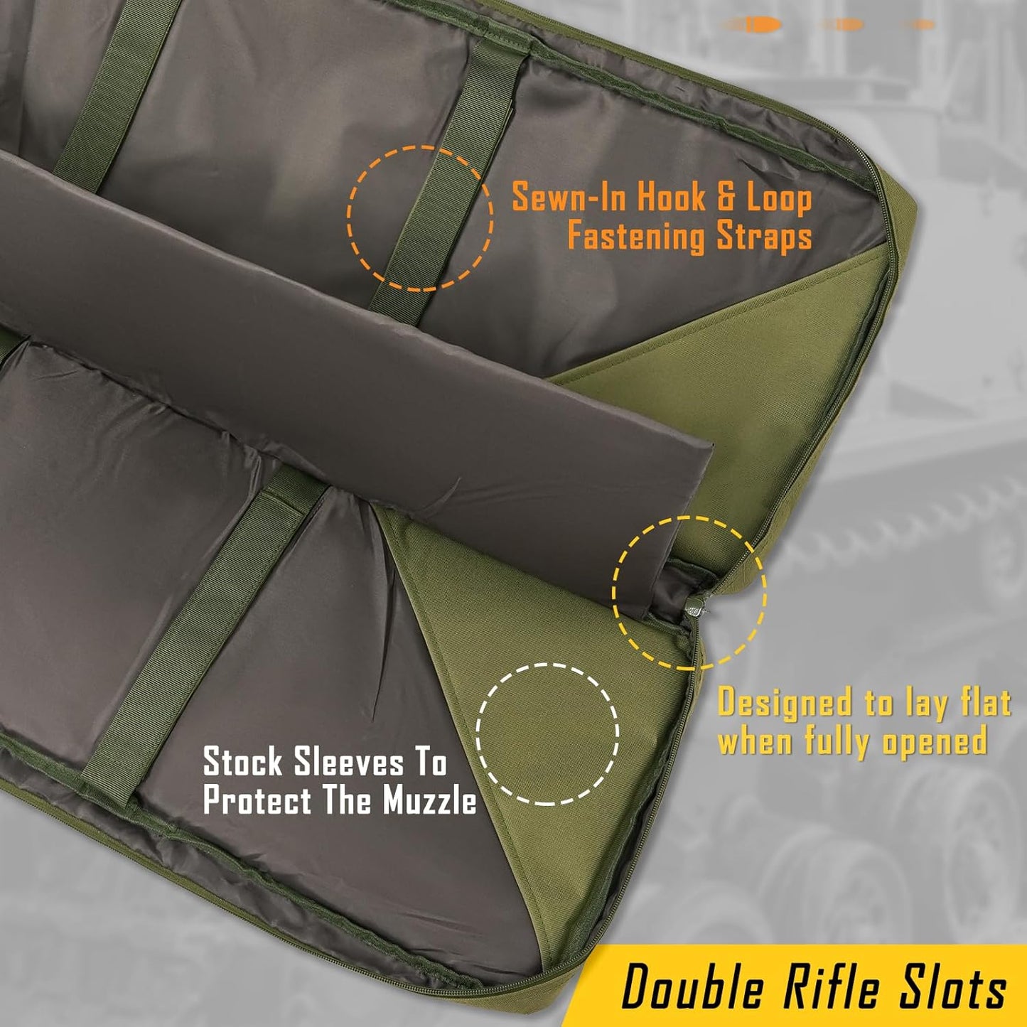 Vardine 32/36/42/48/52 inch Double Rifle Case Soft Bag Gun Case, Perfect for Rifle Pistol Firearm Storage and Transportation, All Around Shooting Range Tactical Rifle Backpack, Indoor Outdoor