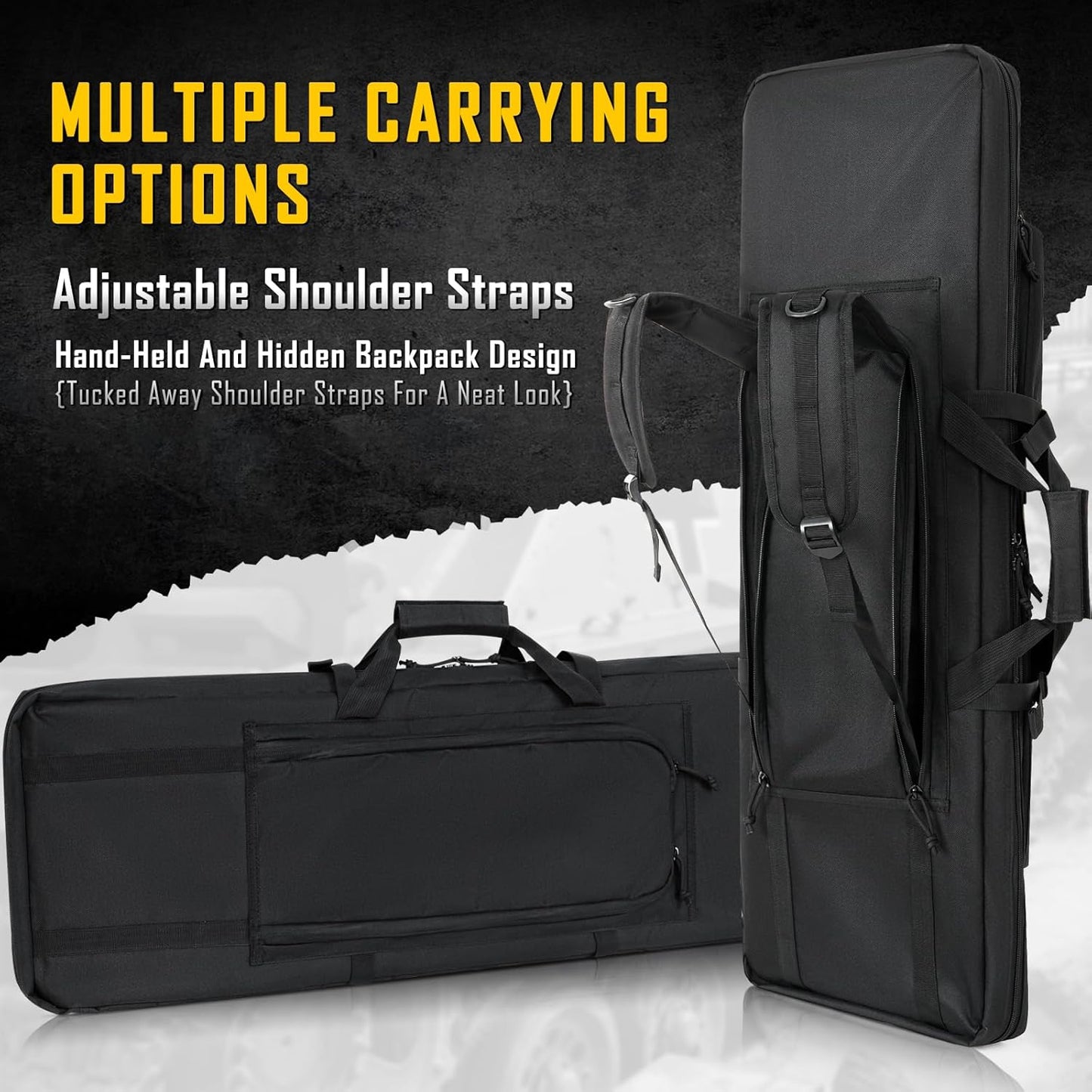 Vardine 32/36/42/48/52 inch Double Rifle Case Soft Bag Gun Case, Perfect for Rifle Pistol Firearm Storage and Transportation, All Around Shooting Range Tactical Rifle Backpack, Indoor Outdoor
