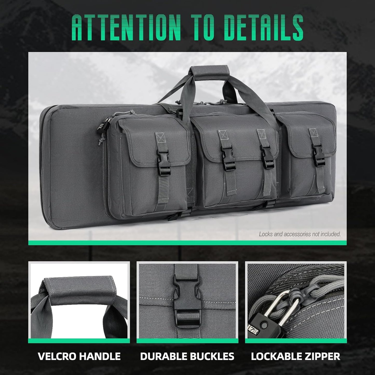 Vardine 32/36/42/48/52 inch Double Rifle Case Soft Bag Gun Case, Perfect for Rifle Pistol Firearm Storage and Transportation, All Around Shooting Range Tactical Rifle Backpack, Indoor Outdoor