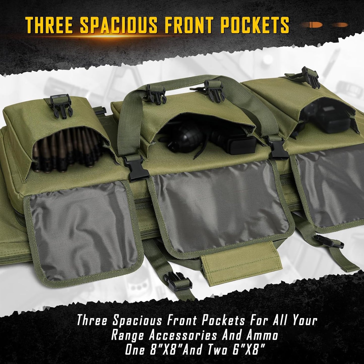 Vardine 32/36/42/48/52 inch Double Rifle Case Soft Bag Gun Case, Perfect for Rifle Pistol Firearm Storage and Transportation, All Around Shooting Range Tactical Rifle Backpack, Indoor Outdoor