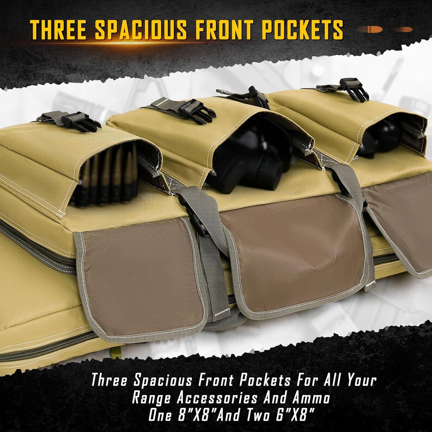 Vardine 32/36/42/48/52 inch Double Rifle Case Soft Bag Gun Case, Perfect for Rifle Pistol Firearm Storage and Transportation, All Around Shooting Range Tactical Rifle Backpack, Indoor Outdoor