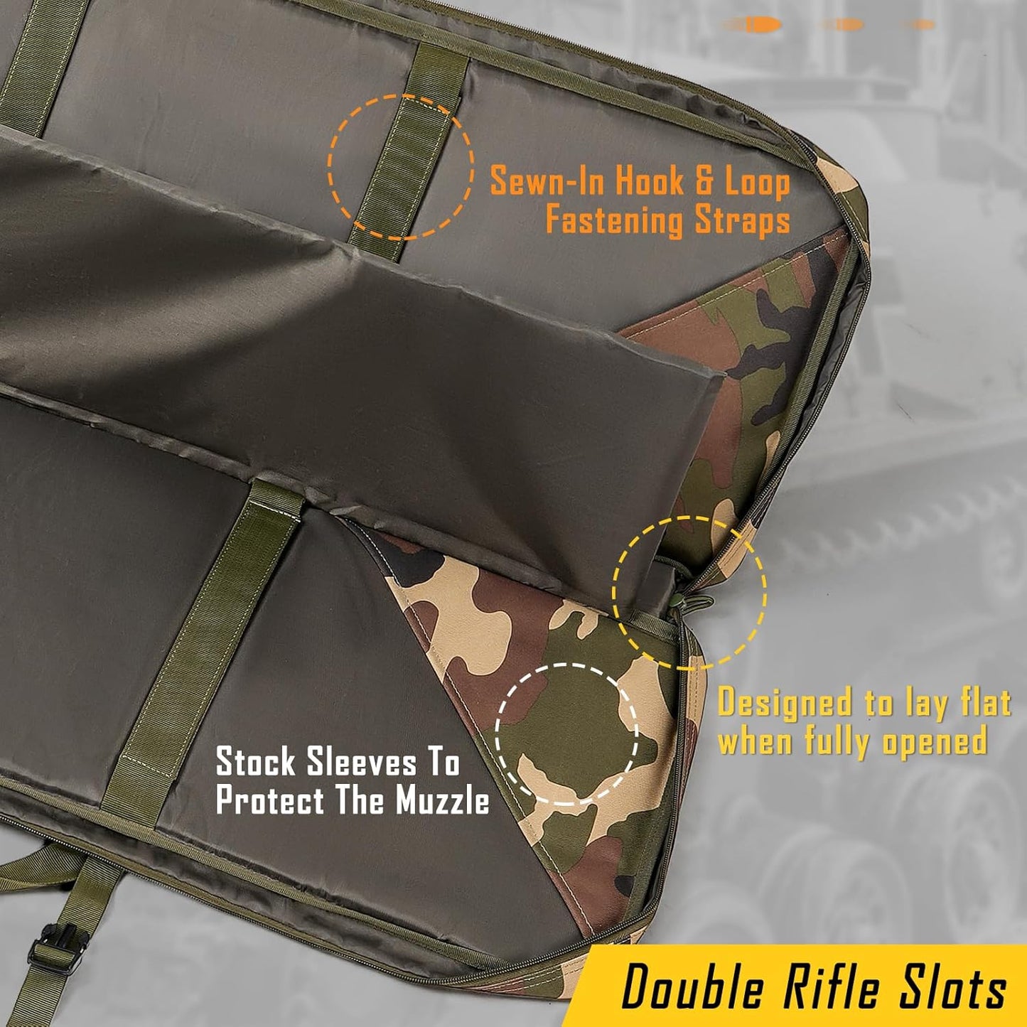 Vardine 32/36/42/48/52 inch Double Rifle Case Soft Bag Gun Case, Perfect for Rifle Pistol Firearm Storage and Transportation, All Around Shooting Range Tactical Rifle Backpack, Indoor Outdoor