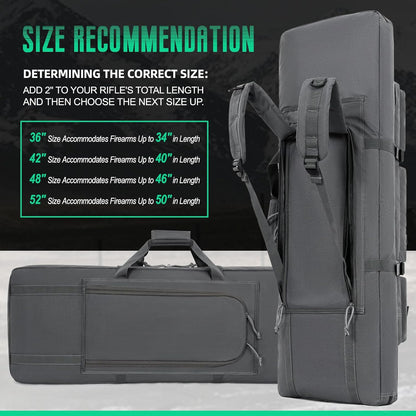Vardine 32/36/42/48/52 inch Double Rifle Case Soft Bag Gun Case, Perfect for Rifle Pistol Firearm Storage and Transportation, All Around Shooting Range Tactical Rifle Backpack, Indoor Outdoor