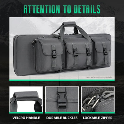 Vardine 32/36/42/48/52 inch Double Rifle Case Soft Bag Gun Case, Perfect for Rifle Pistol Firearm Storage and Transportation, All Around Shooting Range Tactical Rifle Backpack, Indoor Outdoor