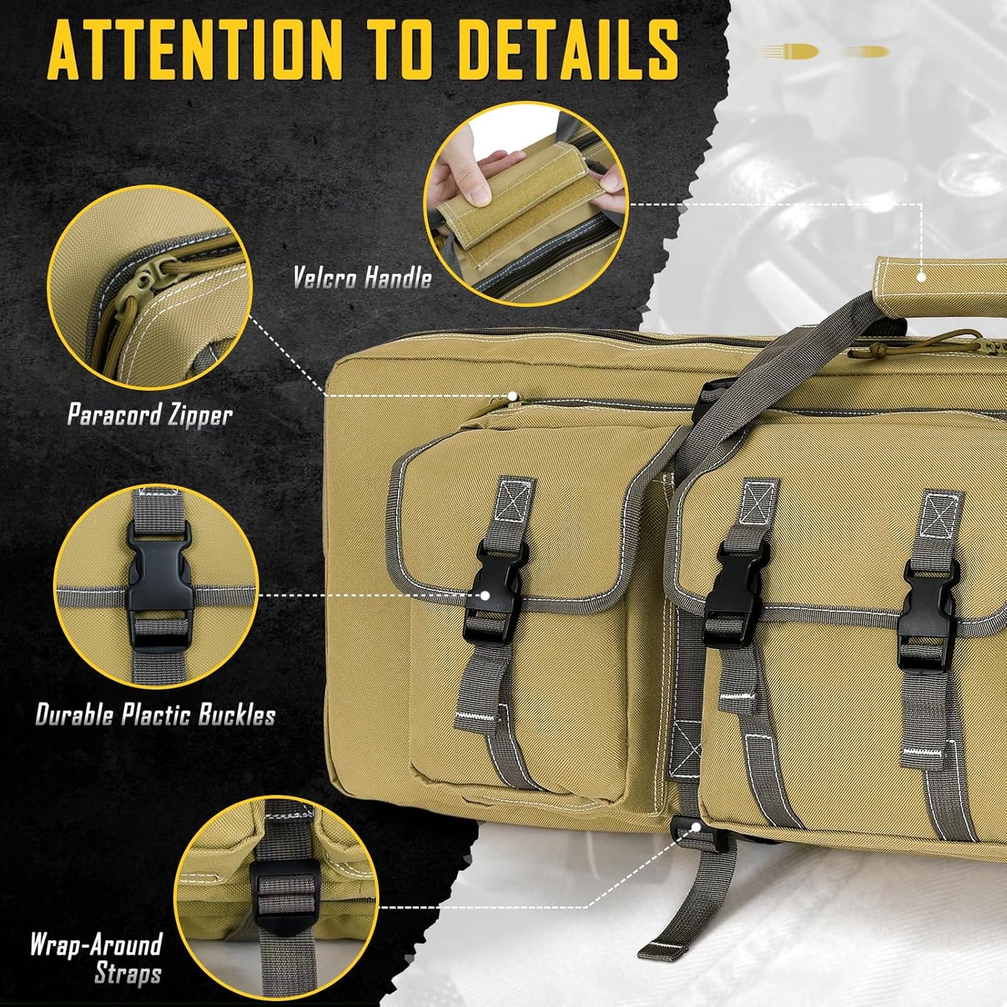 Vardine 32/36/42/48/52 inch Double Rifle Case Soft Bag Gun Case, Perfect for Rifle Pistol Firearm Storage and Transportation, All Around Shooting Range Tactical Rifle Backpack, Indoor Outdoor