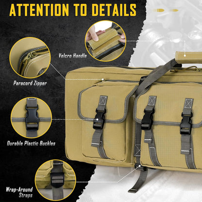 Vardine 32/36/42/48/52 inch Double Rifle Case Soft Bag Gun Case, Perfect for Rifle Pistol Firearm Storage and Transportation, All Around Shooting Range Tactical Rifle Backpack, Indoor Outdoor
