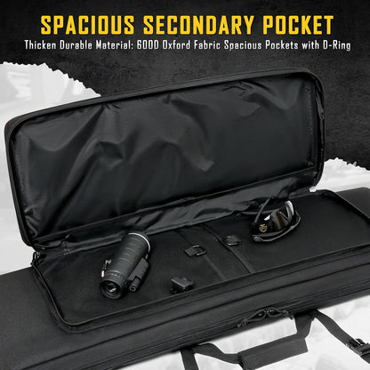 Vardine 32/36/42/48/52 inch Double Rifle Case Soft Bag Gun Case, Perfect for Rifle Pistol Firearm Storage and Transportation, All Around Shooting Range Tactical Rifle Backpack, Indoor Outdoor