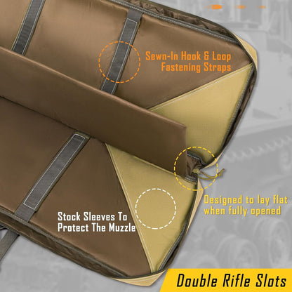 Vardine 32/36/42/48/52 inch Double Rifle Case Soft Bag Gun Case, Perfect for Rifle Pistol Firearm Storage and Transportation, All Around Shooting Range Tactical Rifle Backpack, Indoor Outdoor