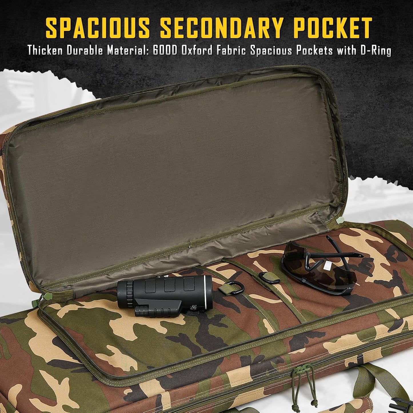 Vardine 32/36/42/48/52 inch Double Rifle Case Soft Bag Gun Case, Perfect for Rifle Pistol Firearm Storage and Transportation, All Around Shooting Range Tactical Rifle Backpack, Indoor Outdoor
