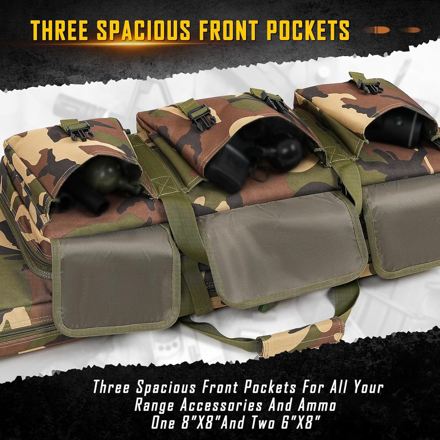Vardine 32/36/42/48/52 inch Double Rifle Case Soft Bag Gun Case, Perfect for Rifle Pistol Firearm Storage and Transportation, All Around Shooting Range Tactical Rifle Backpack, Indoor Outdoor