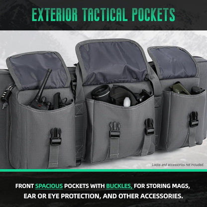 Vardine 32/36/42/48/52 inch Double Rifle Case Soft Bag Gun Case, Perfect for Rifle Pistol Firearm Storage and Transportation, All Around Shooting Range Tactical Rifle Backpack, Indoor Outdoor