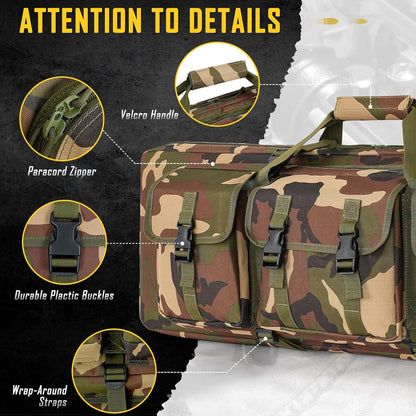 Vardine 32/36/42/48/52 inch Double Rifle Case Soft Bag Gun Case, Perfect for Rifle Pistol Firearm Storage and Transportation, All Around Shooting Range Tactical Rifle Backpack, Indoor Outdoor