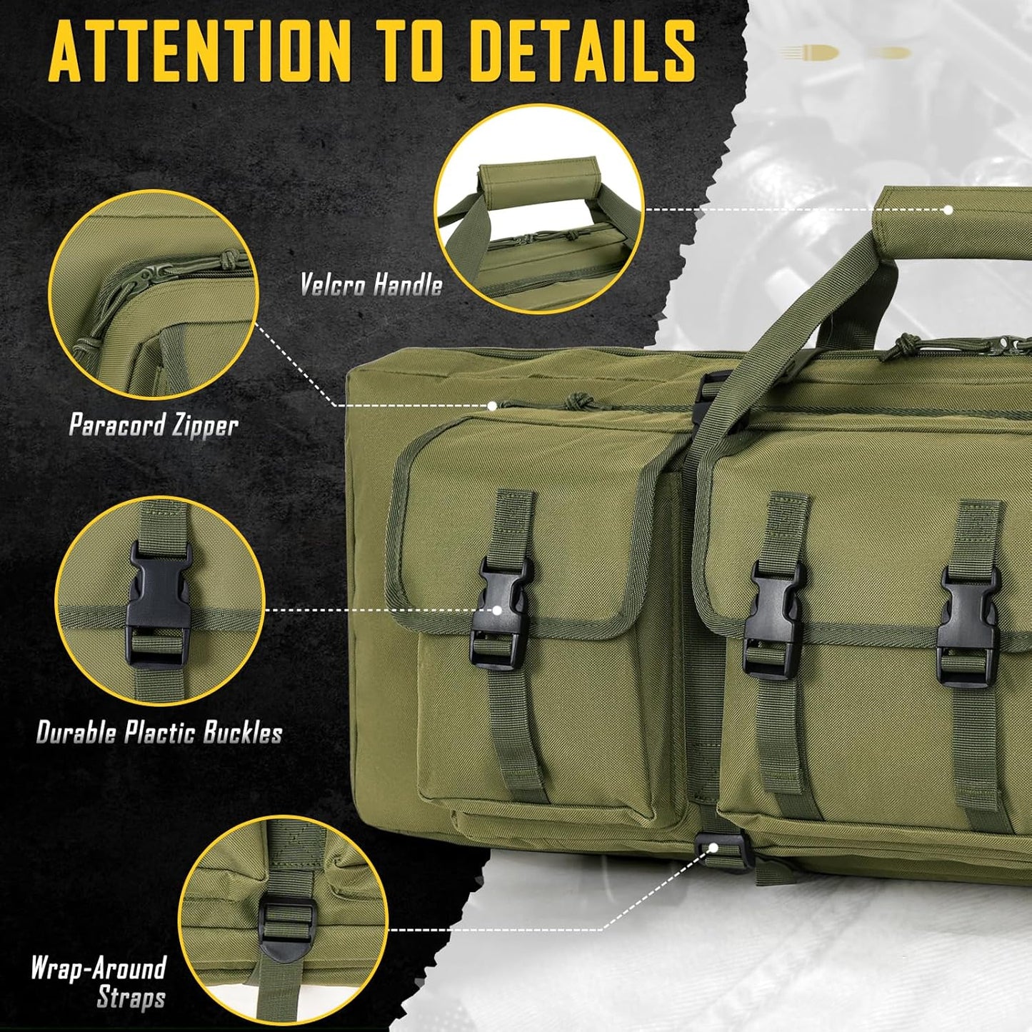 Vardine 32/36/42/48/52 inch Double Rifle Case Soft Bag Gun Case, Perfect for Rifle Pistol Firearm Storage and Transportation, All Around Shooting Range Tactical Rifle Backpack, Indoor Outdoor