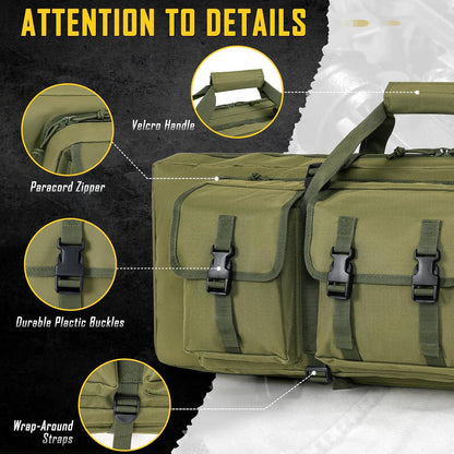 Vardine 32/36/42/48/52 inch Double Rifle Case Soft Bag Gun Case, Perfect for Rifle Pistol Firearm Storage and Transportation, All Around Shooting Range Tactical Rifle Backpack, Indoor Outdoor